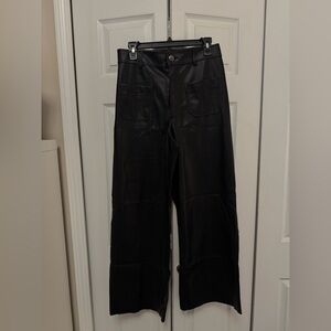 Zara Vegan Leather Wide Leg Cropped Pants